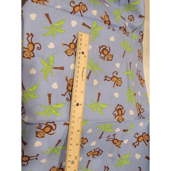 Monkeys And Palm Trees On Blue Background Cotton Fabric 1 Yard New - Picture 3 of 5